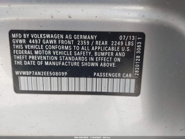 2014 VOLKSWAGEN CC WVWBP7AN2EE508097 Photo 8
