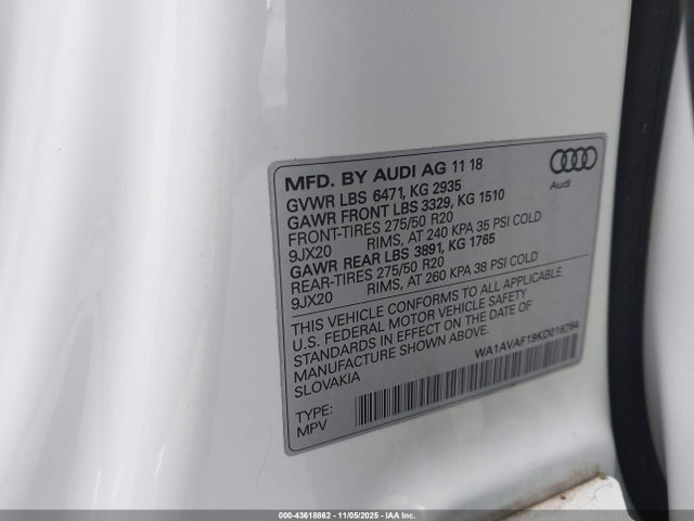 2019 AUDI Q8 WA1AVAF19KD016764 Photo 8