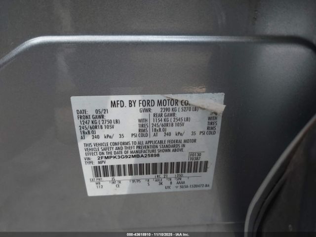 2021 FORD EDGE 2FMPK3G92MBA25898 Photo 8