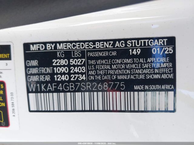 2025 MERCEDES-BENZ C 300 W1KAF4GB7SR268775 Photo 8