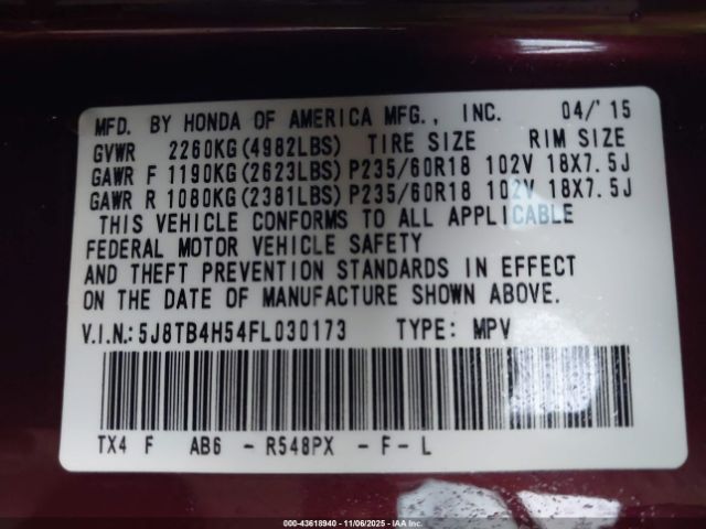 2015 ACURA RDX 5J8TB4H54FL030173 Photo 8