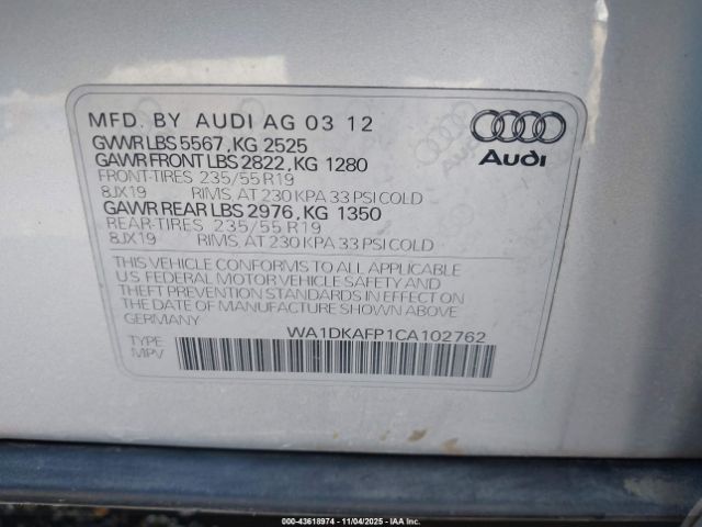 2012 AUDI Q5 WA1DKAFP1CA102762 Photo 8