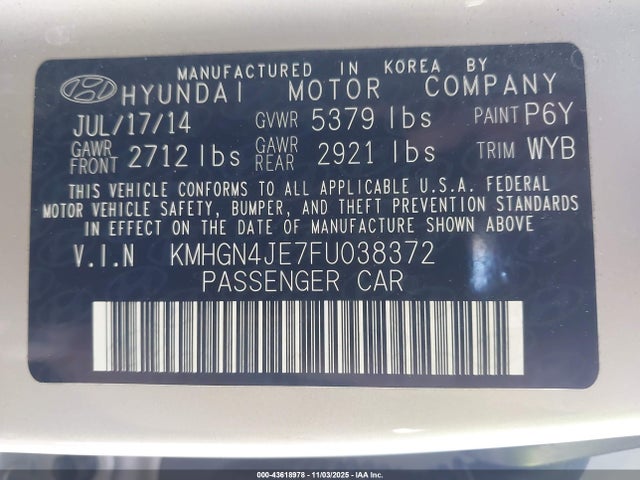 Hyundai Genesis 3.8 2015 KMHGN4JE7FU038372 Image 25
