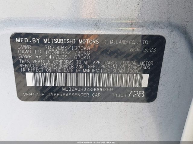 2024 MITSUBISHI MIRAGE ML32AUHJ2RH006359 Photo 8
