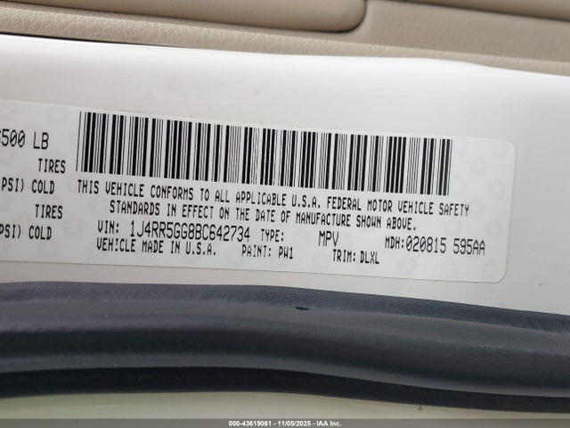 Aukcja sprzedaży 2011 Jeep Grand Cherokee Limited, vin: 1J4RR5GG8BC642734, numer aukcji: 43619061