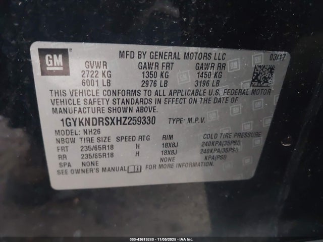 2017 CADILLAC XT5 1GYKNDRSXHZ259330 Photo 8