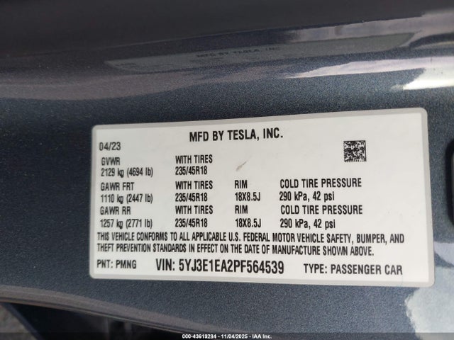 2023 TESLA MODEL 3 5YJ3E1EA2PF564539 Photo 8