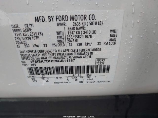 2021 FORD EXPLORER 1FMSK7DH5MGB11387 Photo 8