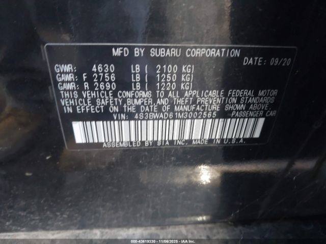 2021 SUBARU LEGACY 4S3BWAD61M3002565 Photo 8