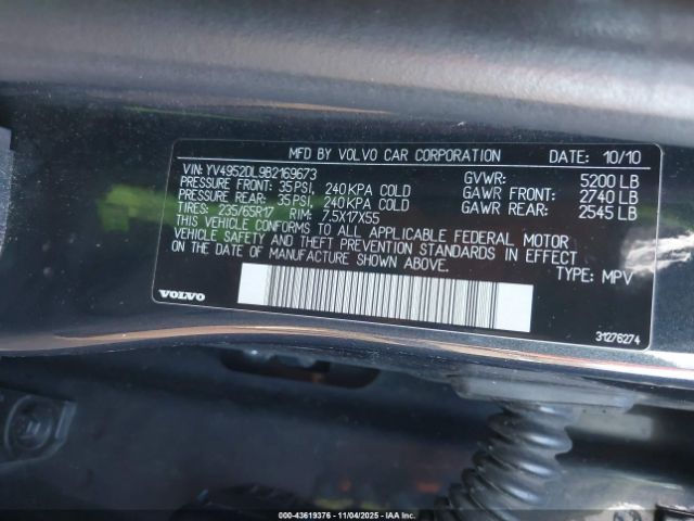 2011 VOLVO XC60 YV4952DL9B2169673 Photo 8