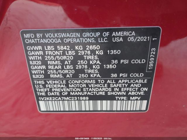 2021 VOLKSWAGEN ATLAS CROSS SPORT 1V2KE2CA7MC231989 Photo 8