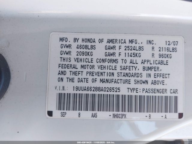 2008 ACURA TL 19UUA66288A026525 Photo 8