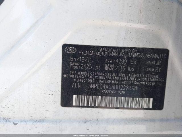 2011 HYUNDAI SONATA 5NPEC4AC5BH228398 Photo 8