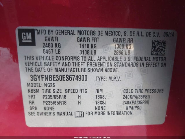 2014 CADILLAC SRX 3GYFNBE30ES674900 Photo 8