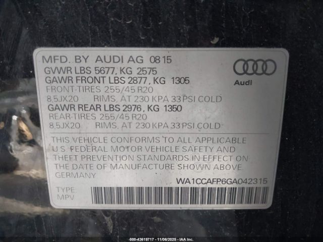 2016 AUDI SQ5 WA1CCAFP6GA042315 Photo 8