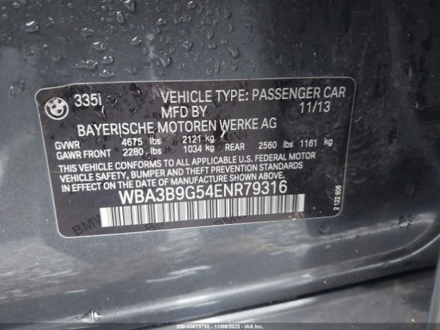 2014 BMW 335I WBA3B9G54ENR79316 Photo 8