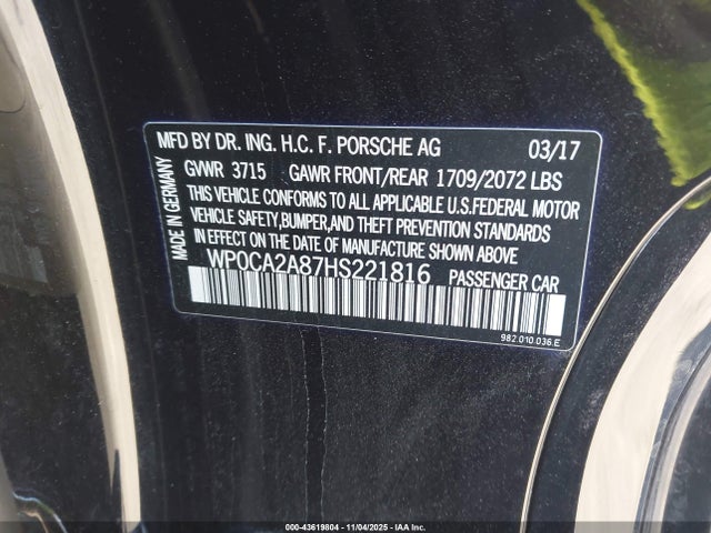 2017 PORSCHE 718 BOXSTER WP0CA2A87HS221816 Photo 8