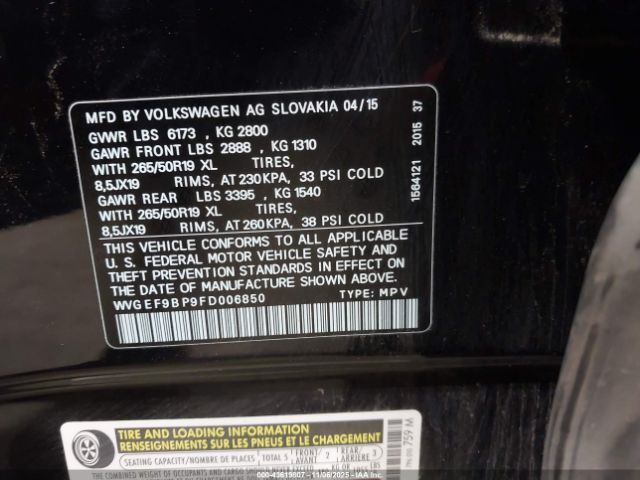 2015 VOLKSWAGEN TOUAREG WVGEF9BP9FD006850 Photo 8