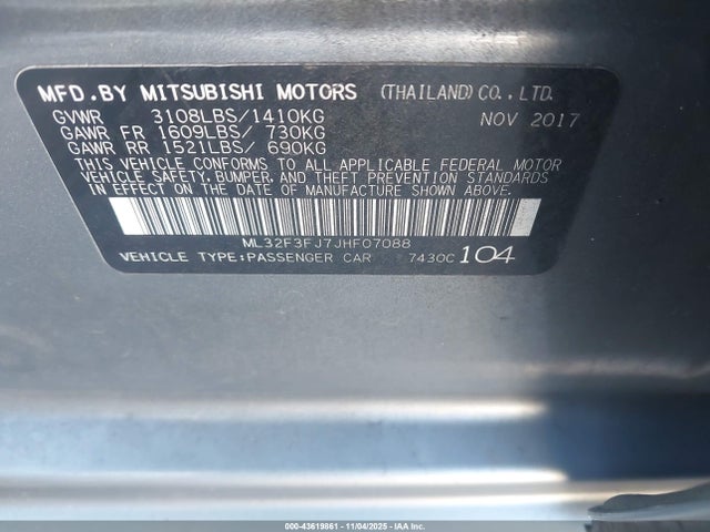 2018 MITSUBISHI MIRAGE G4 ML32F3FJ7JHF07088 Photo 8