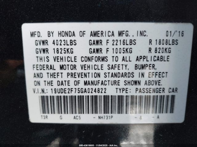 2016 ACURA ILX 19UDE2F75GA024822 Photo 8