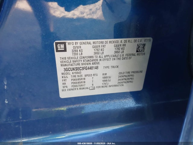 3GCUKSEC3FG448148 Chevrolet Silverado 1500 2lz