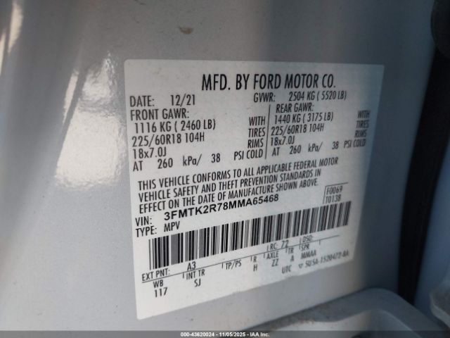 2021 FORD MUSTANG MACH-E 3FMTK2R78MMA65468 Photo 8