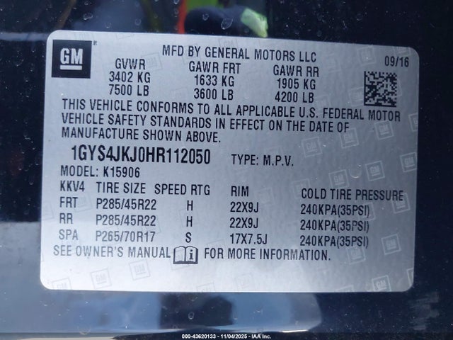 2017 CADILLAC ESCALADE ESV 1GYS4JKJ0HR112050 Photo 8