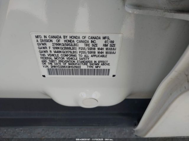 2009 ACURA MDX 2HNYD286X9H521922 Photo 8