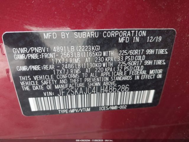 2020 SUBARU FORESTER JF2SKAJC4LH486286 Photo 8