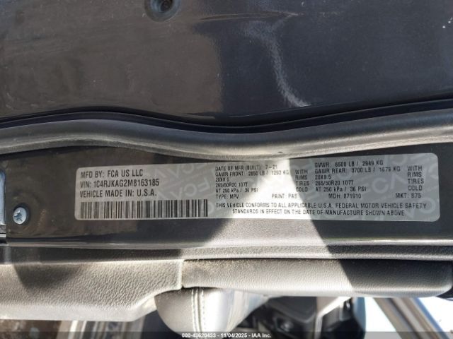 2021 JEEP GRAND CHEROKEE L 1C4RJKAG2M8163185 Photo 8