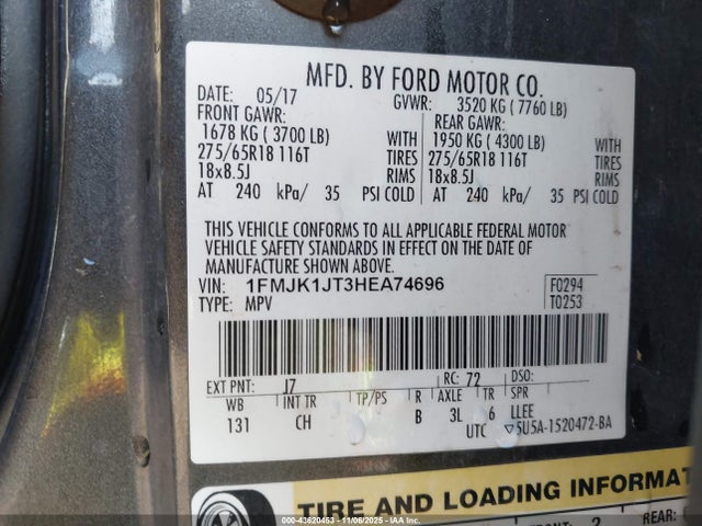 2017 FORD EXPEDITION EL 1FMJK1JT3HEA74696 Photo 8