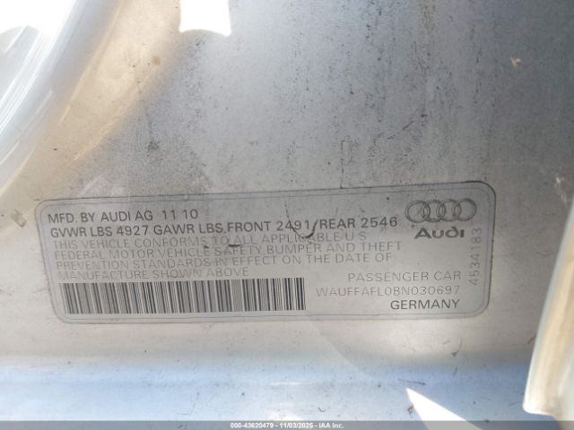 2011 AUDI A4 WAUFFAFL0BN030697 Photo 8