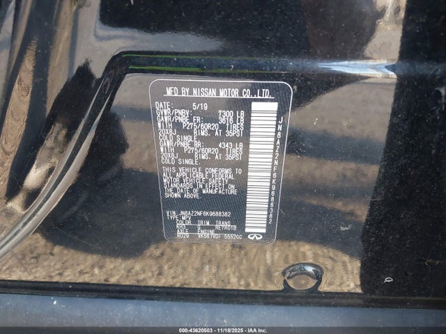 Продажа на аукционе авто 2019 Infiniti Qx80 Luxe, vin: JN8AZ2NF6K9688382, номер лота: 43620503
