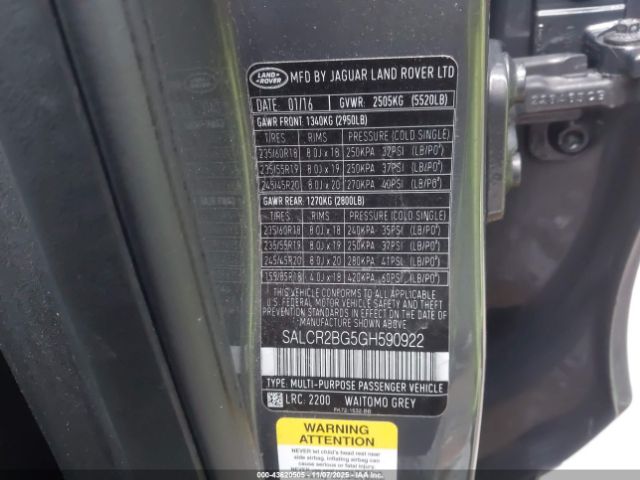 2016 LAND ROVER DISCOVERY SPORT SALCR2BG5GH590922 Photo 8