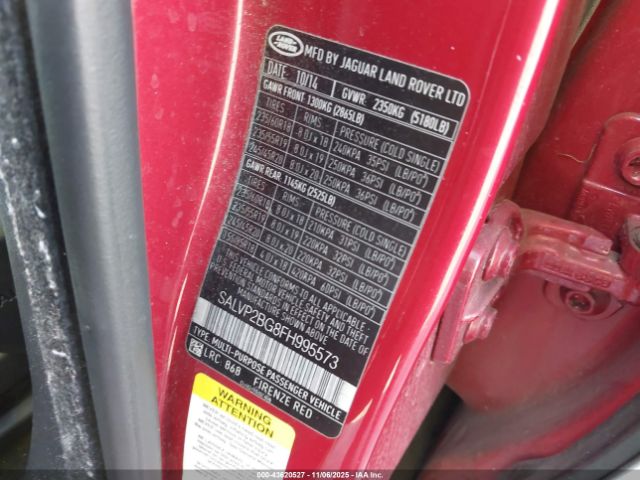 2015 LAND ROVER RANGE ROVER EVOQUE SALVP2BG8FH995573 Photo 8