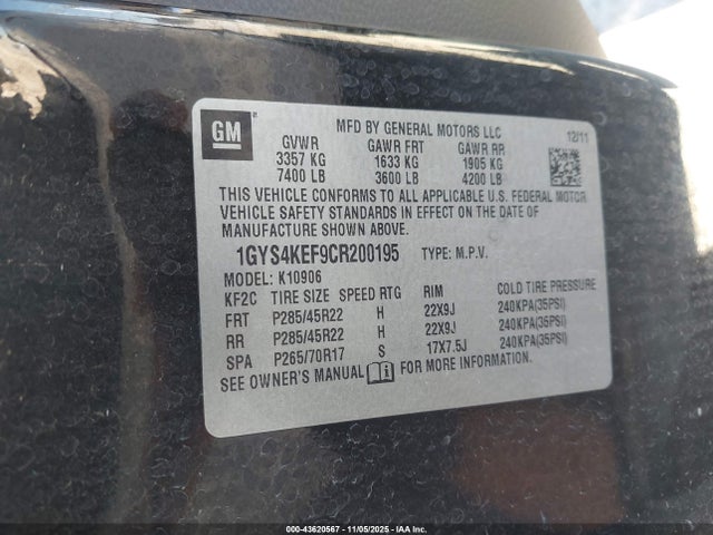 2012 CADILLAC ESCALADE ESV 1GYS4KEF9CR200195 Photo 8