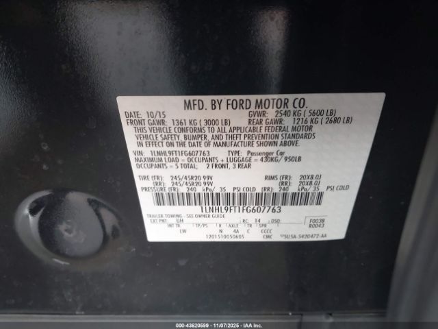 2015 LINCOLN MKS 1LNHL9FT1FG607763 Photo 8