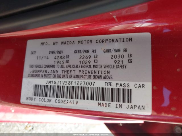 2015 MAZDA MAZDA6 JM1GJ1V58F1223007 Photo 8