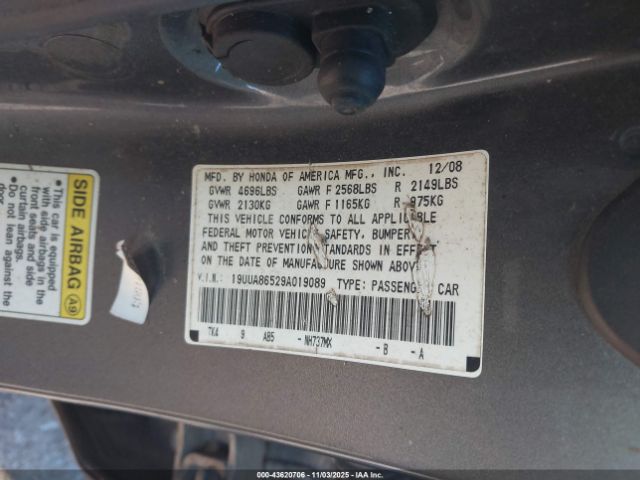 2009 ACURA TL 19UUA86529A019089 Photo 8