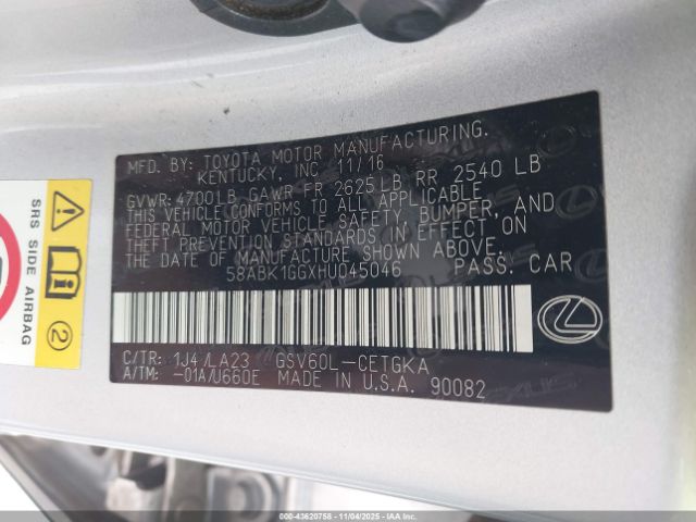 2017 LEXUS ES 350 58ABK1GGXHU045046 Photo 8