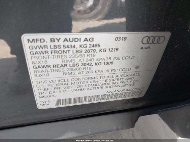 2019 AUDI Q5 WA1ANAFY4K2082275 Photo 8