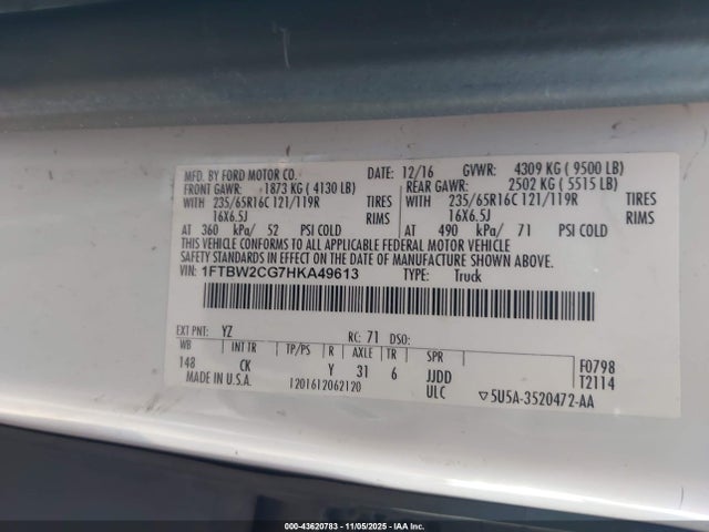 1FTBW2CG7HKA49613 Ford Transit-350