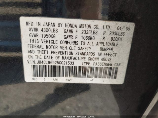 2005 ACURA TSX JH4CL96925C021533 Photo 8