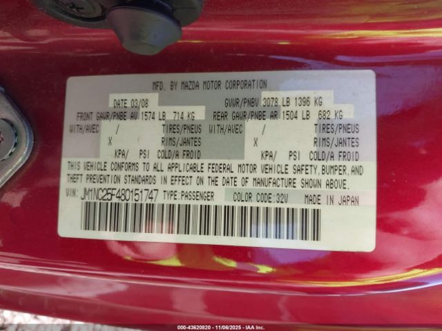 2008 MAZDA MX-5 JM1NC25F480151747 Photo 8