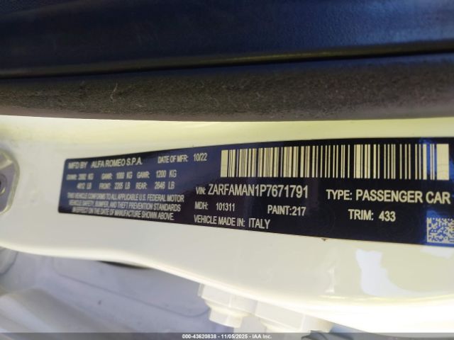 2023 ALFA ROMEO GIULIA ZARFAMAN1P7671791 Photo 8