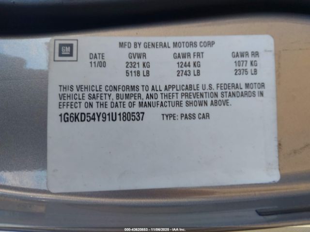 2001 CADILLAC DEVILLE 1G6KD54Y91U180537 Photo 8