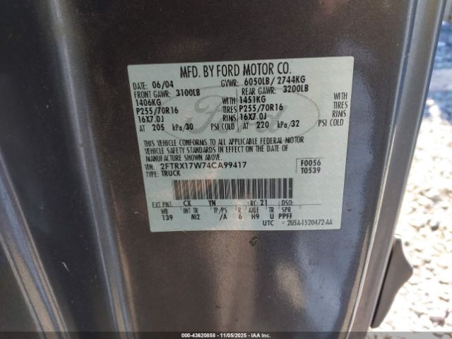 2004 FORD F-150 HERITAGE 2FTRX17W74CA99417 Photo 8