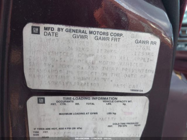 1988 CADILLAC BROUGHAM 1G6DW51Y3J9721303 Photo 8