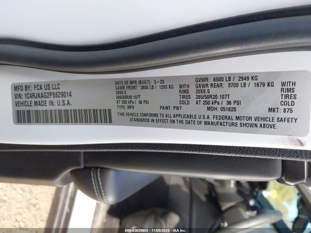1C4RJKAG2P8829014 Jeep Grand Cherokee L Altitude 4x4