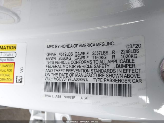 2020 HONDA ACCORD HYBRID 1HGCV3F97LA008974 Photo 8